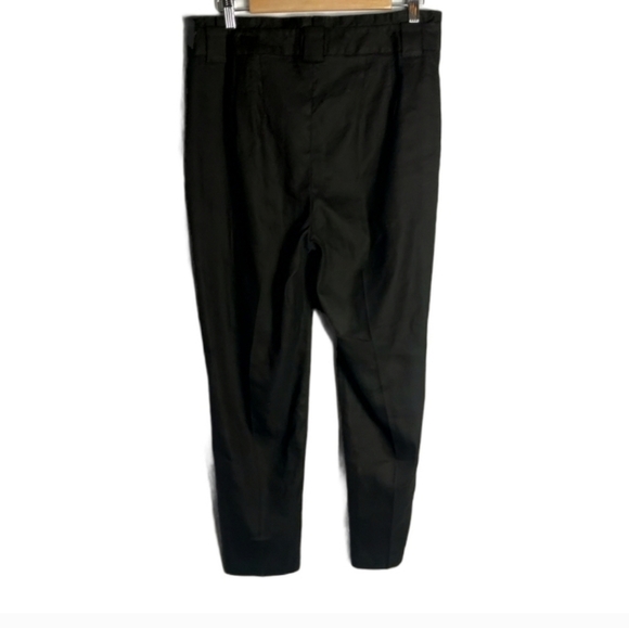 Express Black Linen High Rise Ankle Paperbag Pants Size 12 - Picture 5 of 7